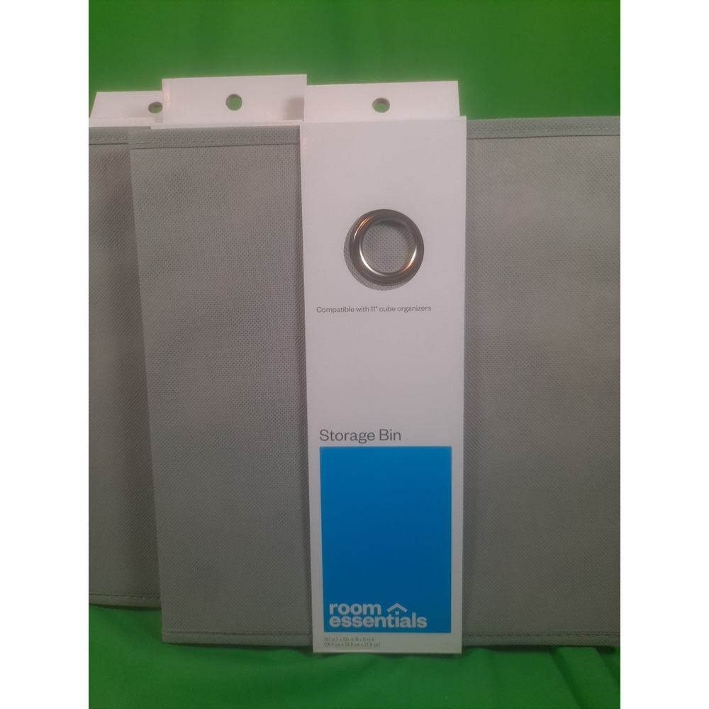 NIP Set Of 6 Room‎ Essentials Storage Bin Grey 11 x 10.5 x 10.5" Silver Grommets